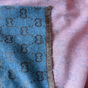 Vintage Reversible GC Grey and Pink Patterned Cashmere Scarf